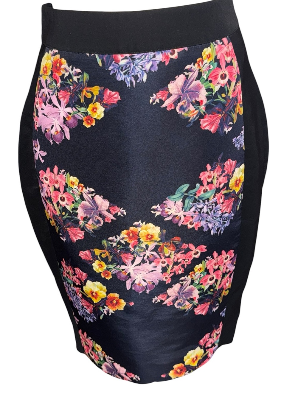 Ted Baker London Floral Pencil Skirt Women’s Size 1 Black Multicolor Stretch